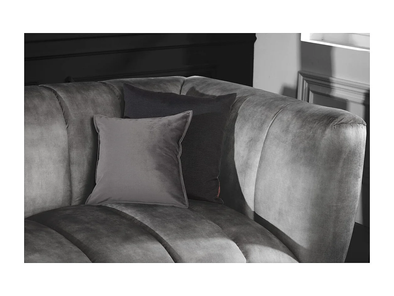 Canapé droit NORA gris – Canapé chic en velours avec pieds en métal