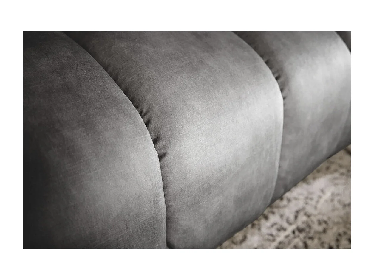 Canapé droit NORA gris – Canapé chic en velours avec pieds en métal