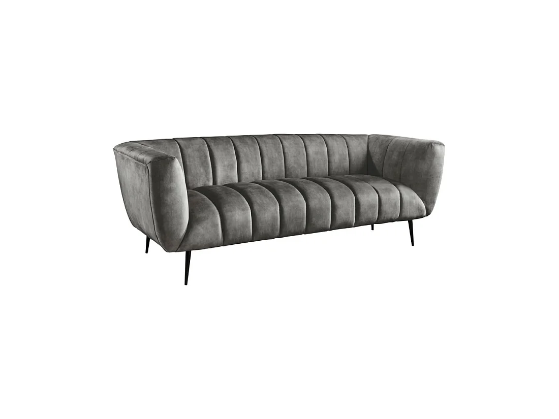 Sofa rechte NORA grijs - Chique fluwelen sofa met metalen poten