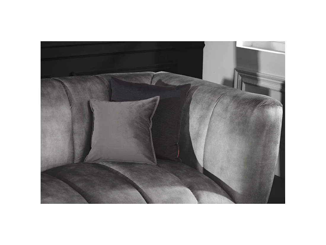Sofa rechte NORA grijs - Chique fluwelen sofa met metalen poten