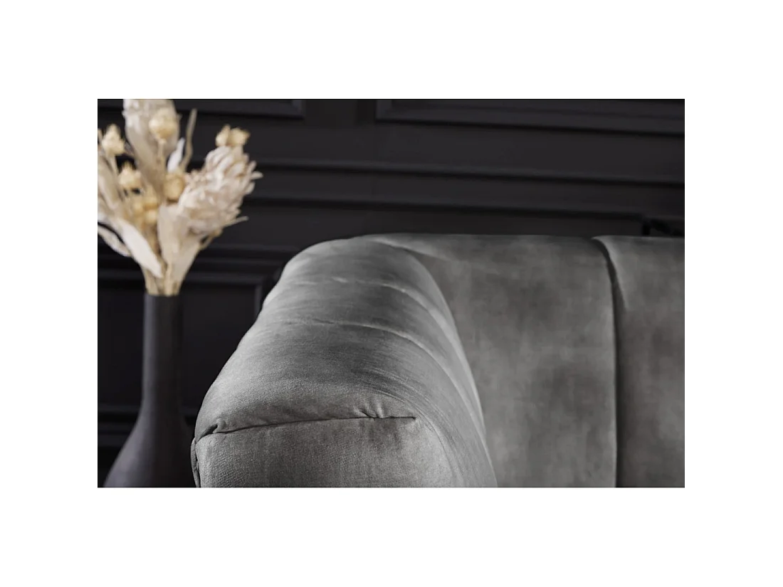 Sofa rechte NORA grijs - Chique fluwelen sofa met metalen poten