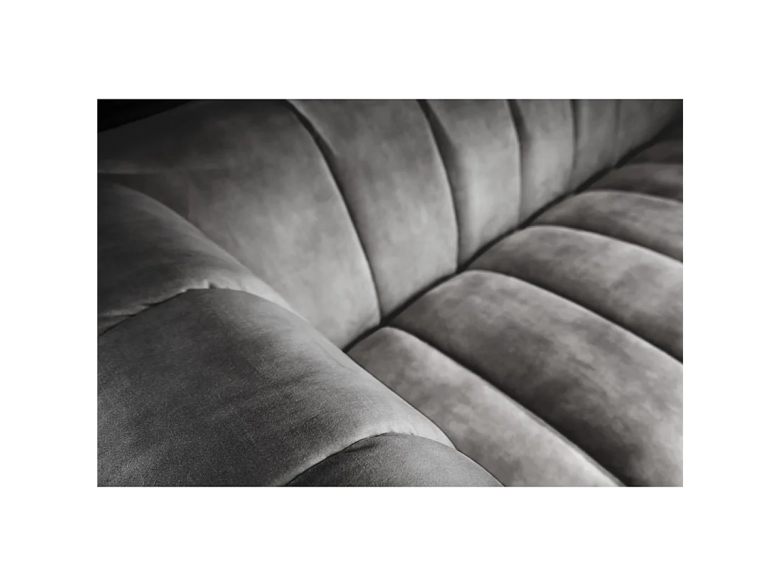 Sofa rechte NORA grijs - Chique fluwelen sofa met metalen poten