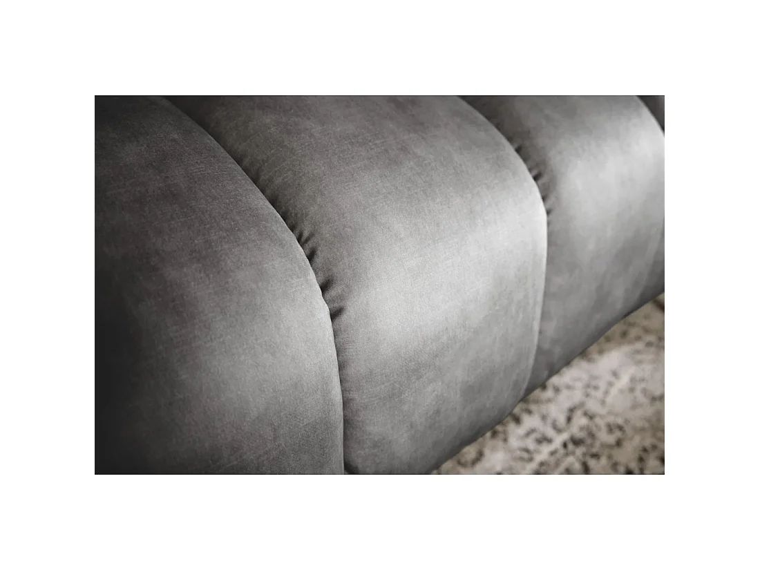 Sofa rechte NORA grijs - Chique fluwelen sofa met metalen poten