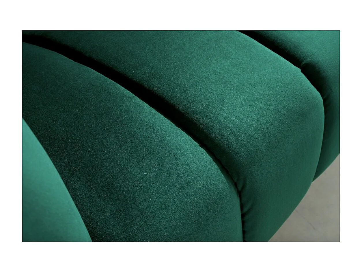 Canapé droit NORA 2 places vert émeraude – Canapé chic en velours avec pieds en métal