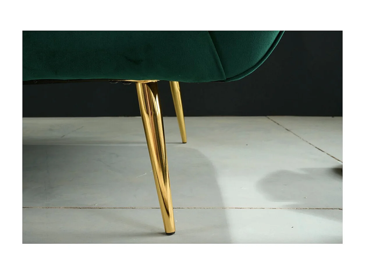 Canapé droit NORA 2 places vert émeraude – Canapé chic en velours avec pieds en métal