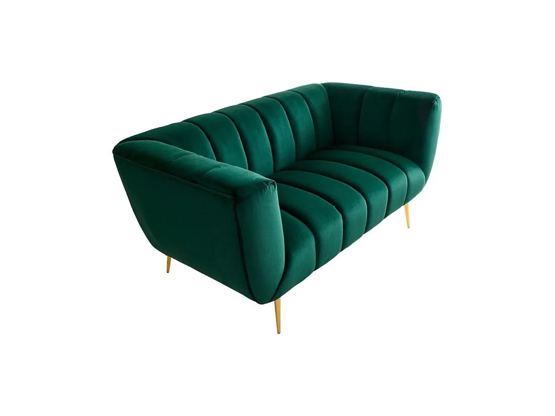 Canapé 2 places en velours vert 165x80x90 cm NORA