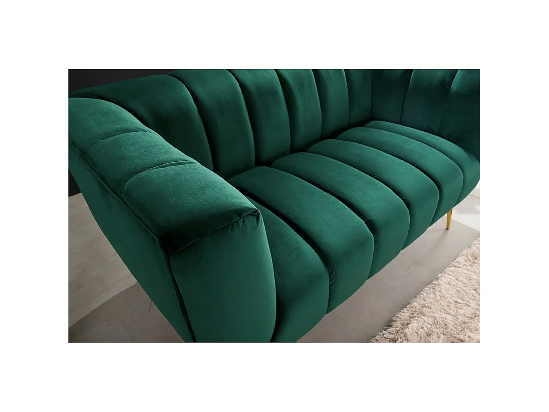 Canapé 2 places en velours vert 165x80x90 cm NORA