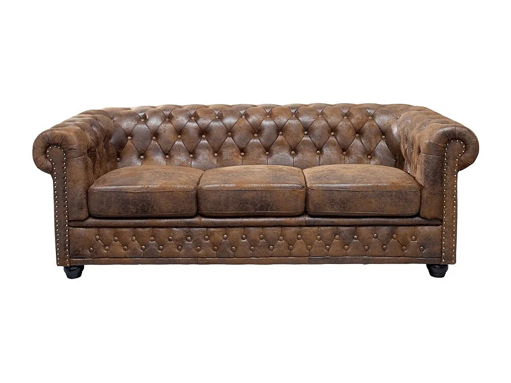 Canapé droit EDGAR – Marron – 3 places – Style baroque