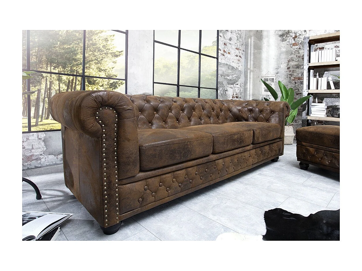 Canapé droit EDGAR – Marron – 3 places – Style baroque