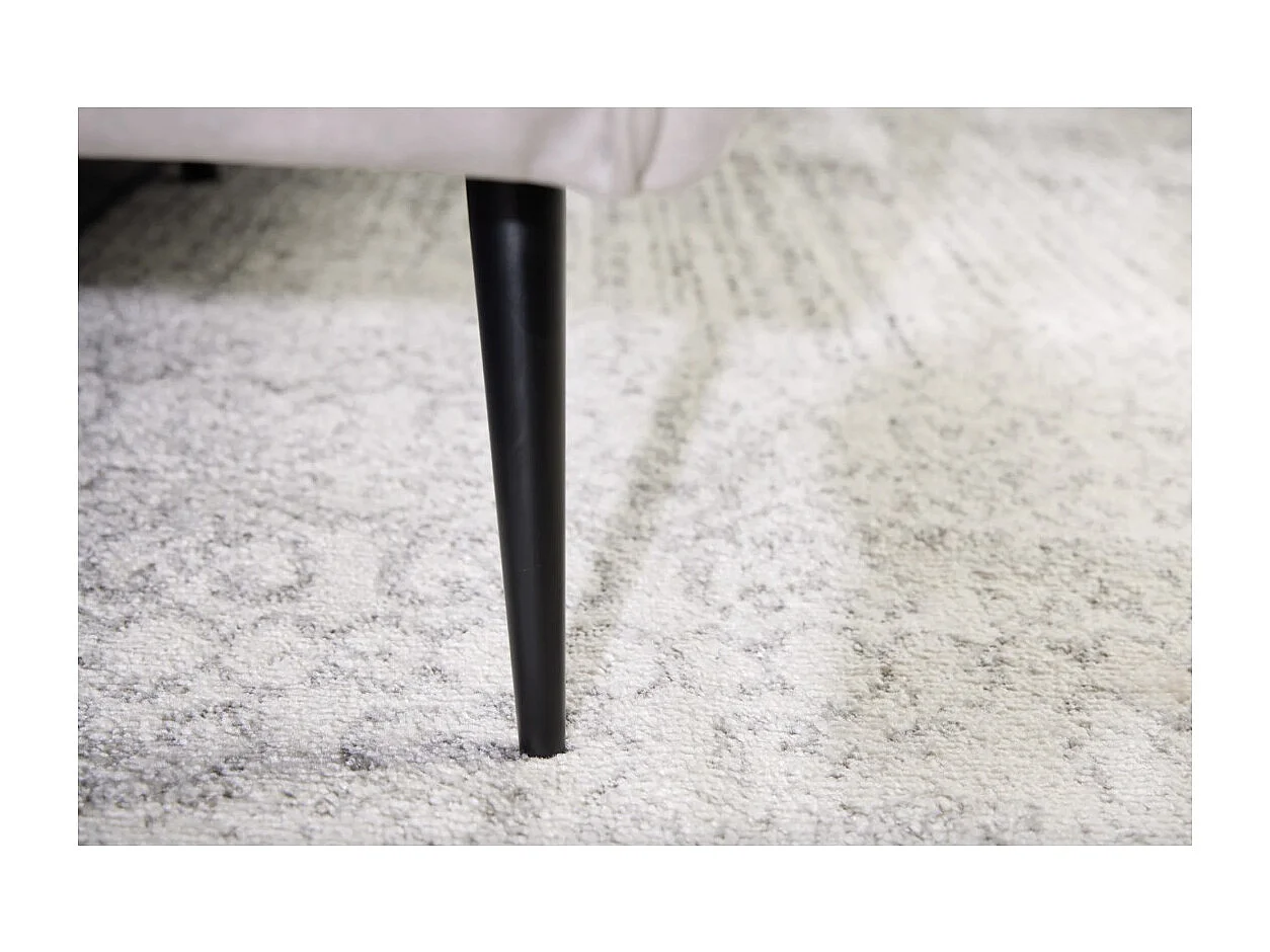 Canapé droit NORA blanc champagne – Canapé chic en velours avec pieds en métal noir