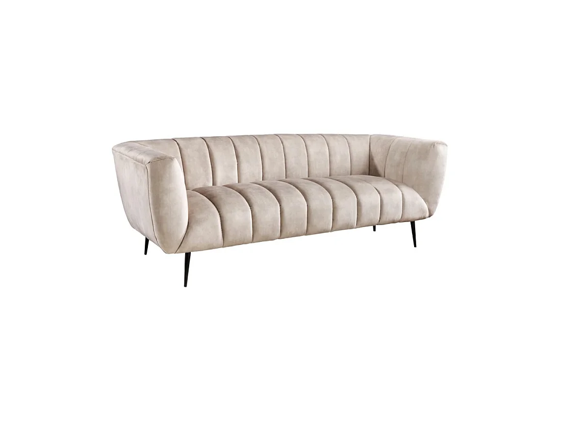 Divano dritto NORA bianco champagne – Divano chic in velluto con piedi in metallo nero