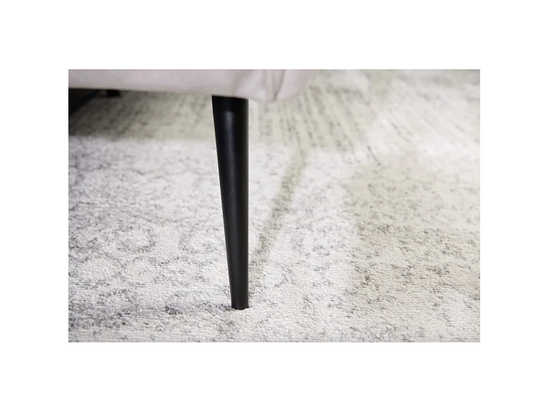 Divano dritto NORA bianco champagne – Divano chic in velluto con piedi in metallo nero