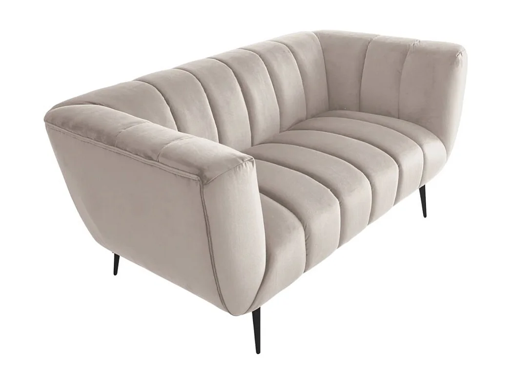 Canapé droit NORA 2 places blanc champagne – Canapé chic en velours avec pieds en métal noir