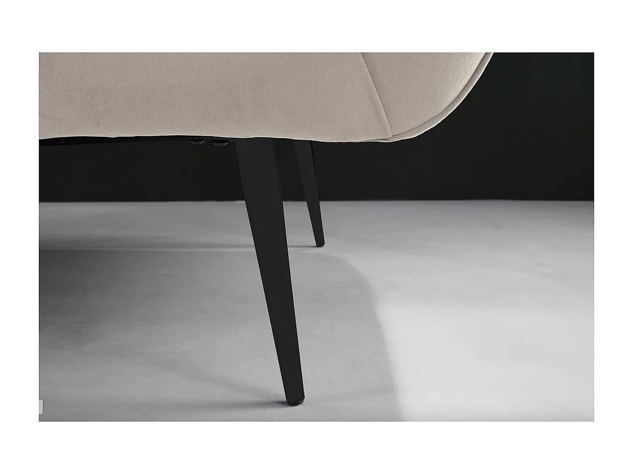 Canapé droit NORA 2 places blanc champagne – Canapé chic en velours avec pieds en métal noir