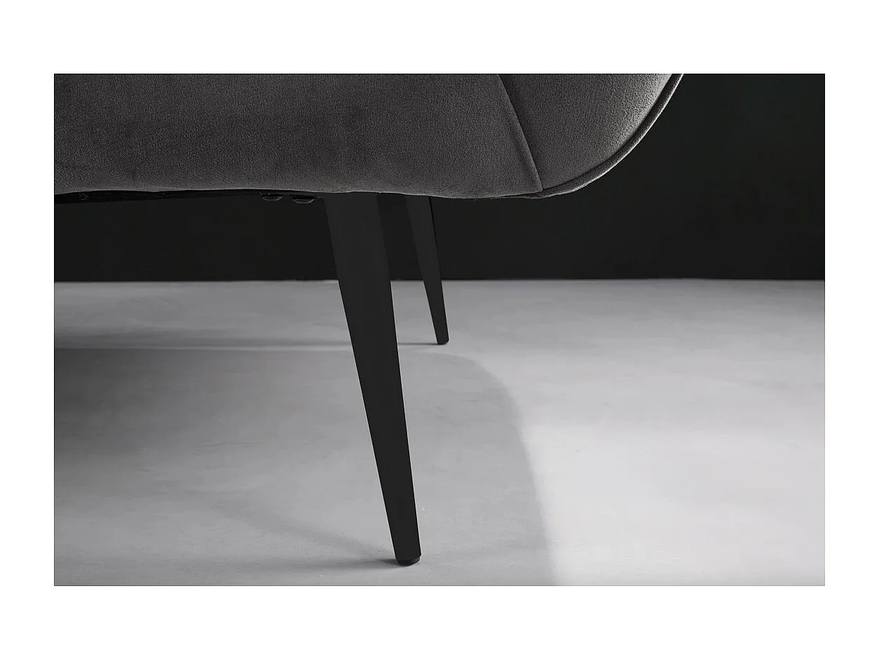 Canapé droit NORA 2 places gris foncé – Canapé chic en velours avec pieds en métal noir