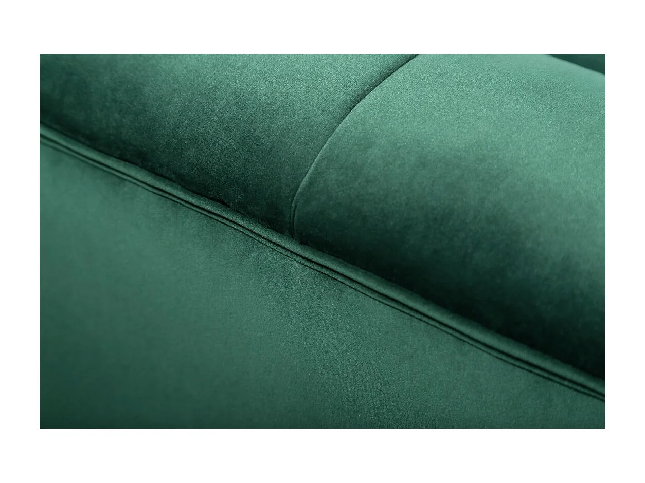 Canapé droit NORA vert émeraude – Canapé chic en velours avec pieds en métal