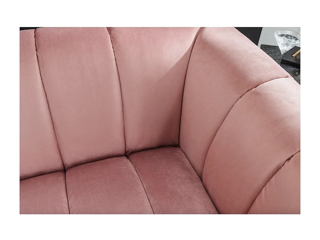 Canapé droit NORA rose poudré – Canapé chic en velours avec pieds en métal