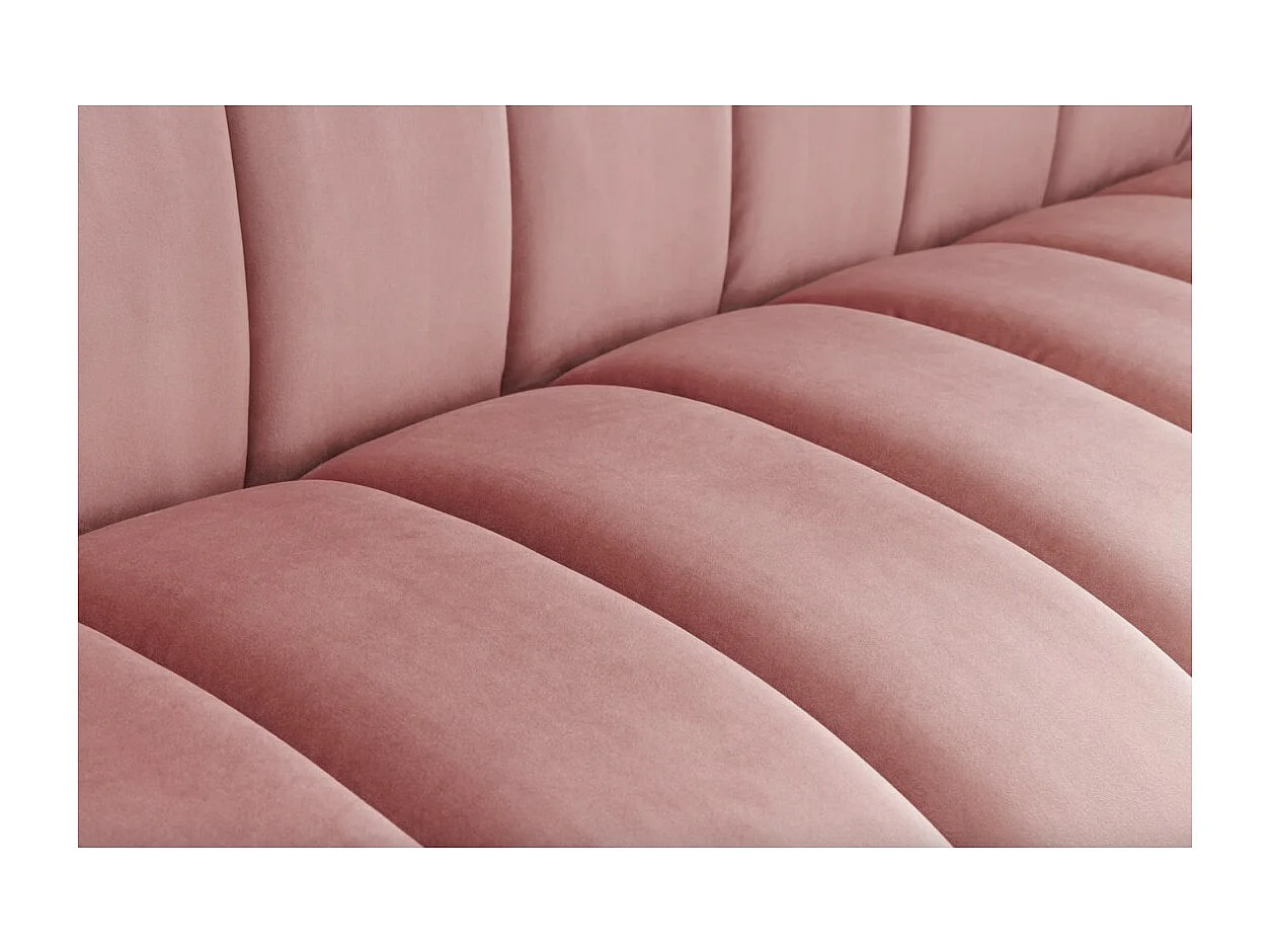 Canapé droit NORA rose poudré – Canapé chic en velours avec pieds en métal