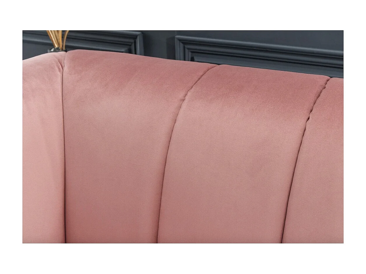 Canapé droit NORA rose poudré – Canapé chic en velours avec pieds en métal