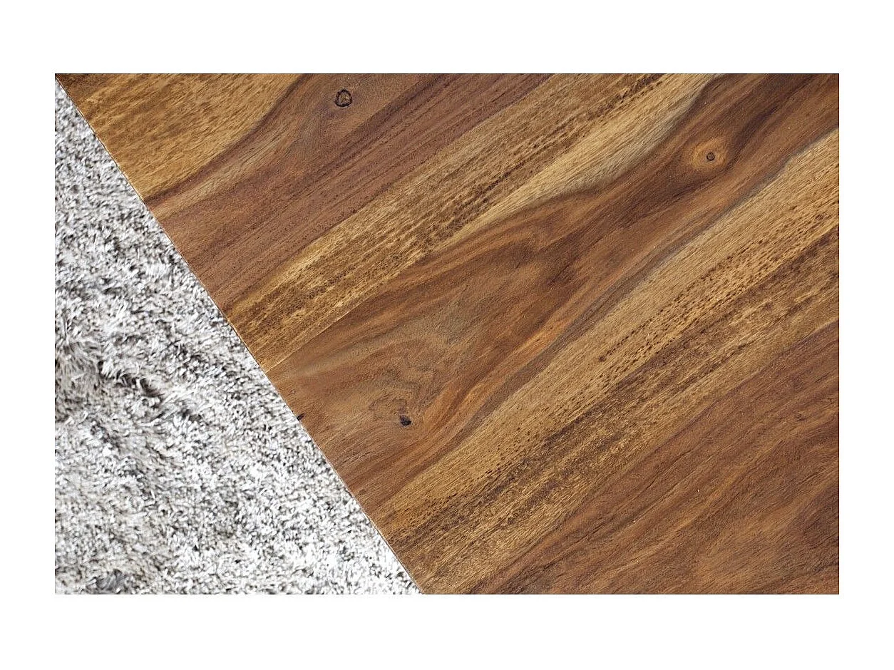 Table basse NOMA 118 cm en bois de sheesham – Table basse design en bois massif avec niches