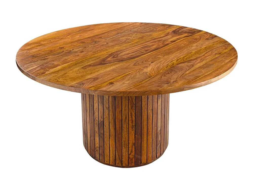 Table de salle à manger YONA ronde 120 cm – Table rustique en bois massif de sheesham