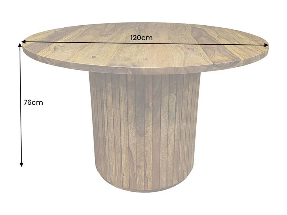Table de salle à manger YONA ronde 120 cm – Table rustique en bois massif de sheesham