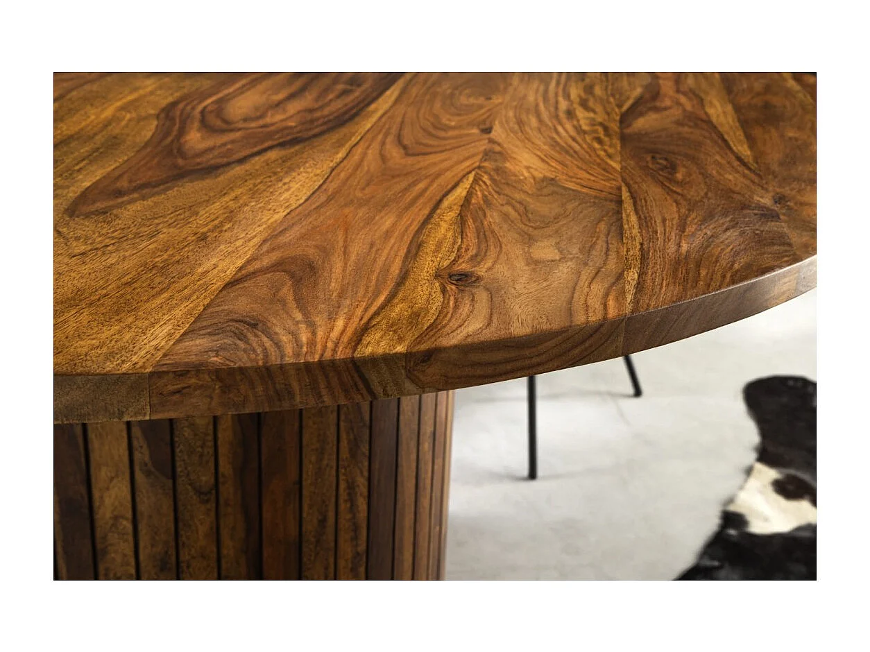Table de salle à manger YONA ronde 120 cm – Table rustique en bois massif de sheesham