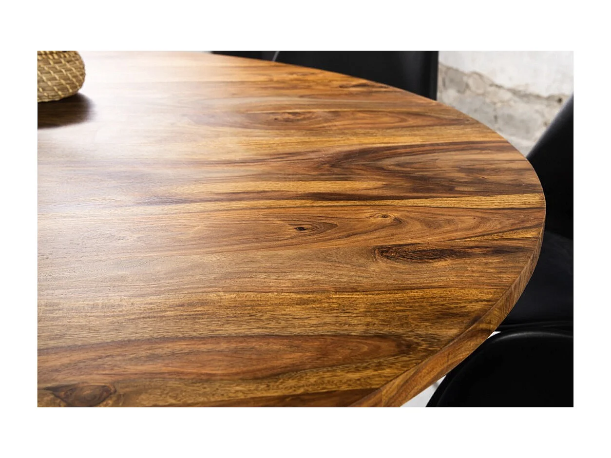 Table de salle à manger YONA ronde 120 cm – Table rustique en bois massif de sheesham