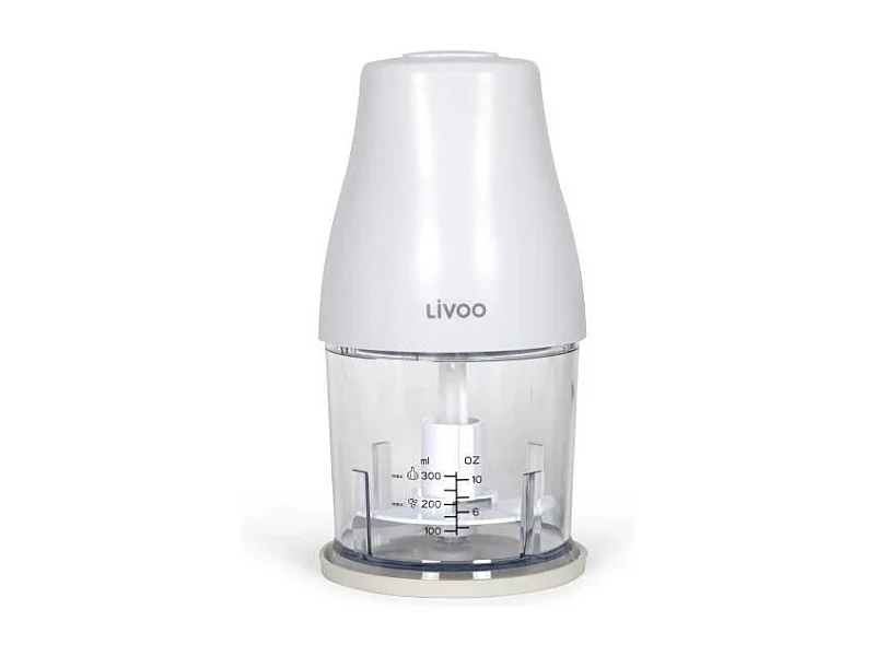 Hachoir - LIVOO - 300 ml - 400 W - 1 vitesse et fonction turbo - 2 lames en inox - Blanc