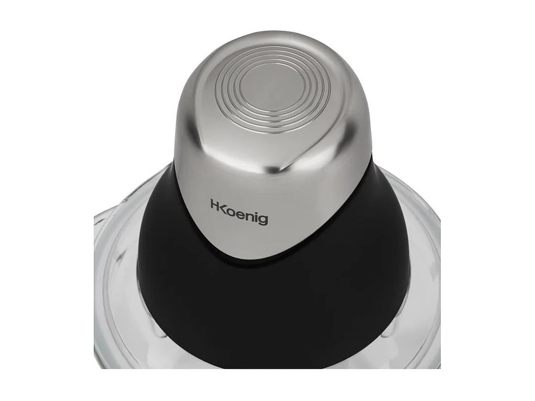 Mini-Elektrozerkleinerer H.Koenig LEO8 320W - Glasbehälter 1L, Edelstahlklingen, matt schwarzes und chromfarbenes Design