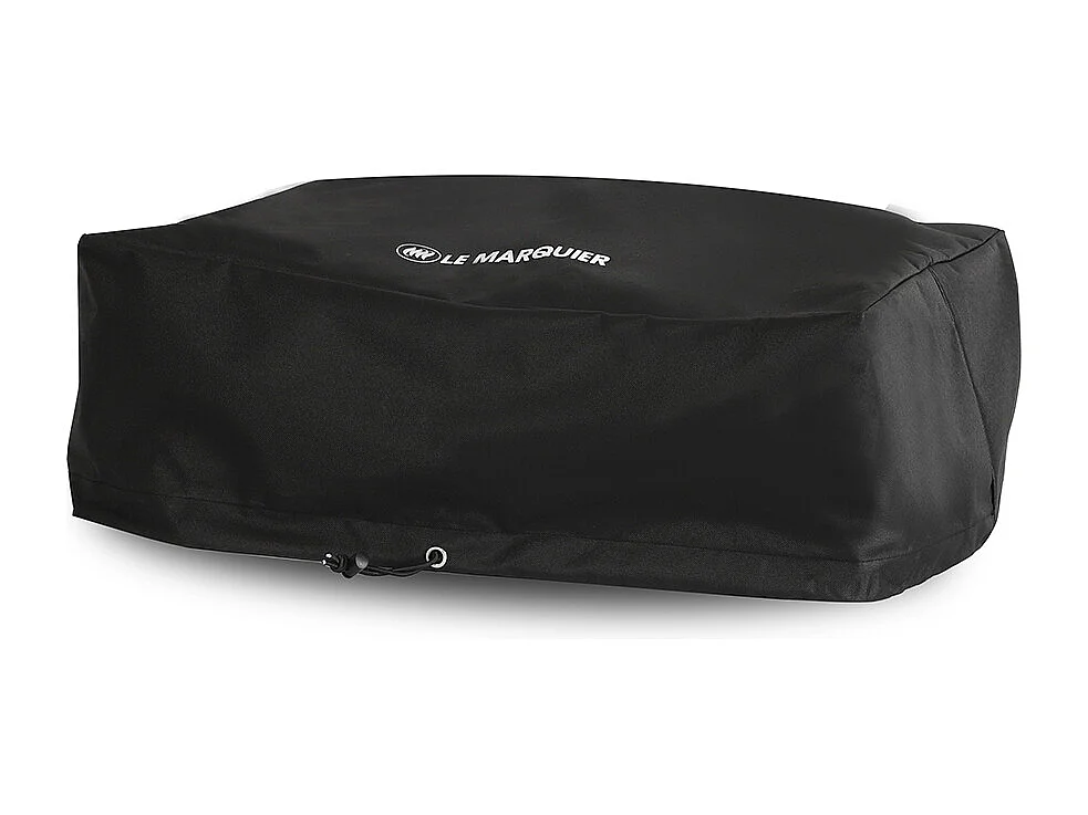 Czarny pokrowiec ochronny Le Marquier na planchę ze stali nierdzewnej 1-2 palniki, wodoodporny i UV, sznurek zaciskowy, 65x40x20 cm