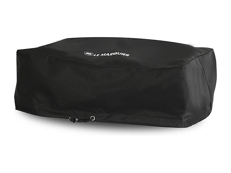 Czarny pokrowiec ochronny Le Marquier na planchę ze stali nierdzewnej 1-2 palniki, wodoodporny i UV, sznurek zaciskowy, 65x40x20 cm