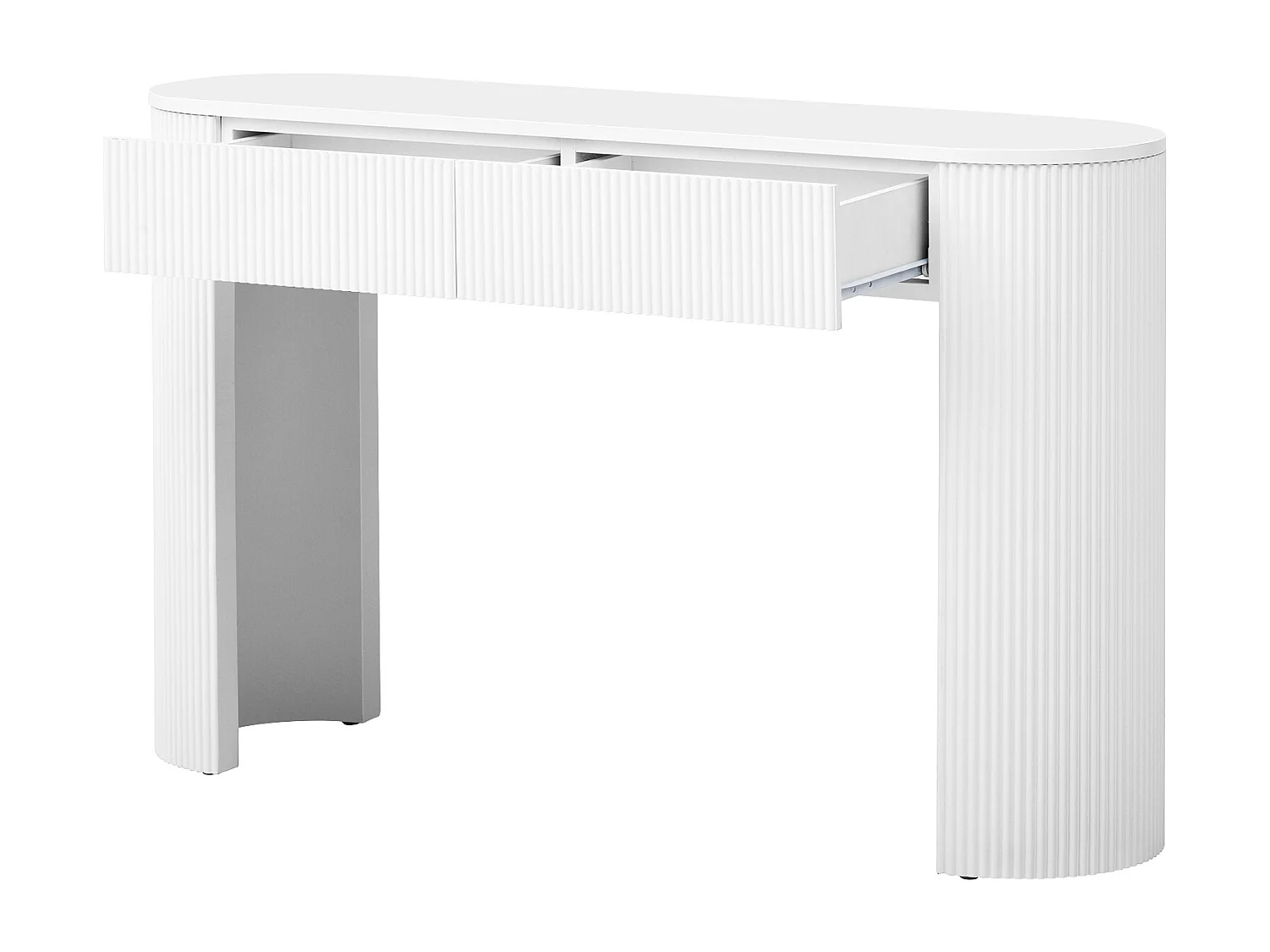 Table console 120x33x76cm - avec 2 tiroirs - Coins arrondis - MDF - Blanc