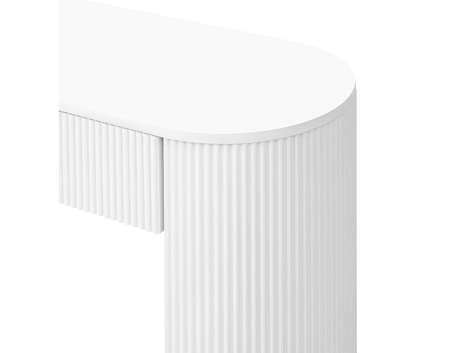 Table console 120x33x76cm - avec 2 tiroirs - Coins arrondis - MDF - Blanc