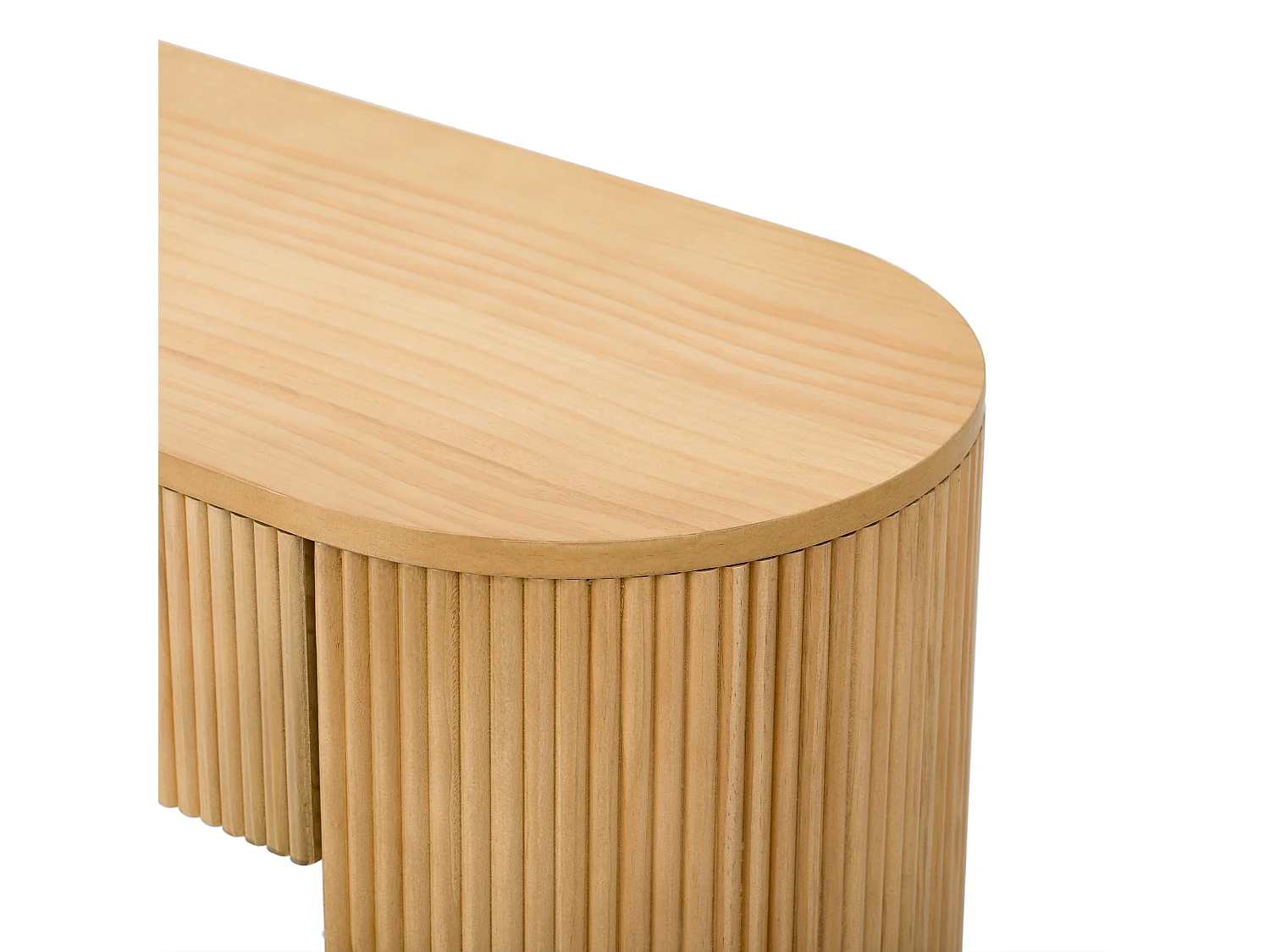 Table console 120x33x76cm - avec 2 tiroirs - Coins arrondis - MDF - Naturel