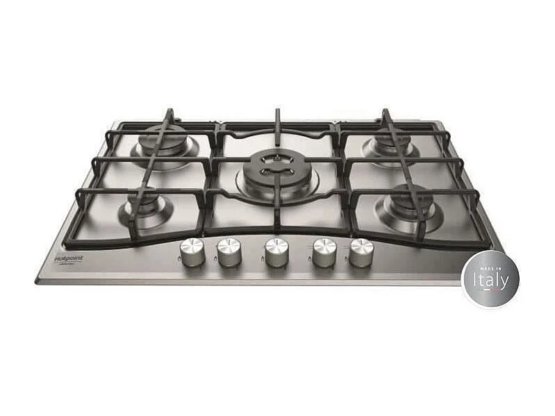 HOTPOINT PNN 751 IX Plaque de cuisson gaz - 5 foyers - 10,5kW - L75 x P51cm - Revetement inox - Inox