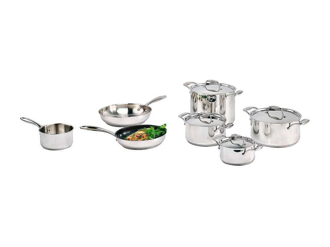 Edelstahl-Kochgeschirr-Set 11-teilig Cosy & Trendy Classic, für alle Herdarten inkl. Induktion, mit Dampfabdeckungen und Antihaft-Pfanne