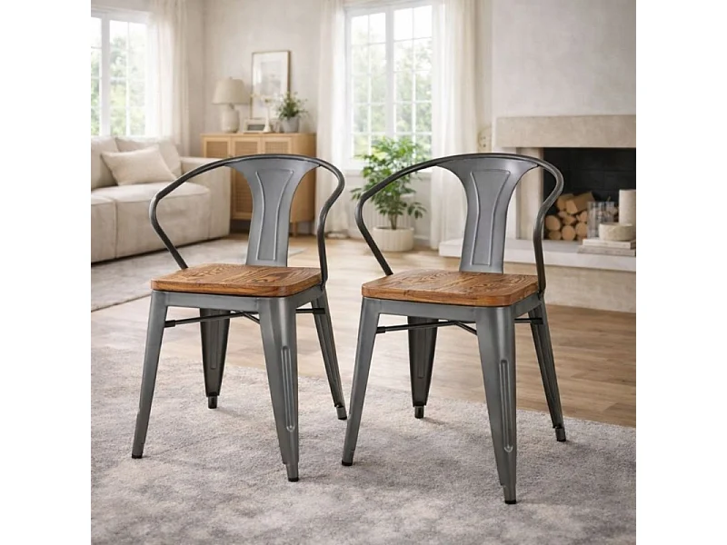 Lot de 2 chaises METROPOLIS style industriel