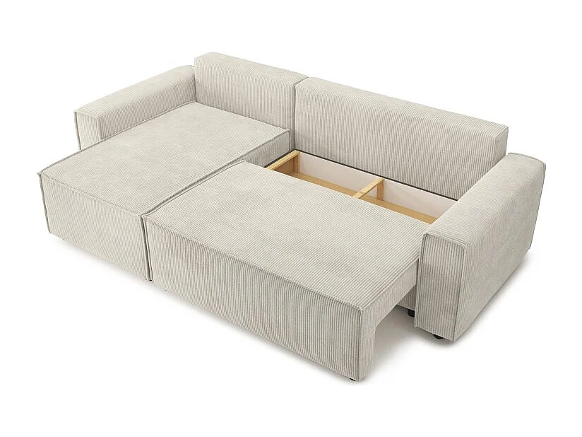 Canapé d'angle AMIR convertible et réversible velours côtelé beige 4 places