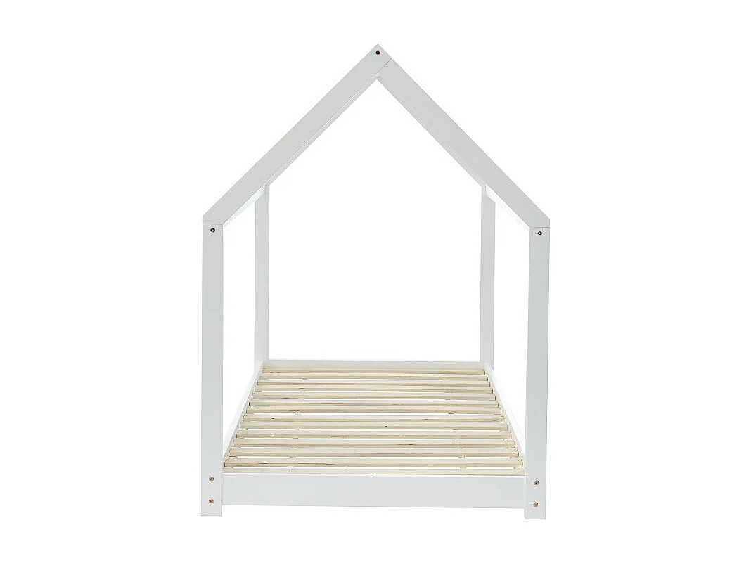 Lit enfant cabane TINY pin massif blanc90x190 sommier inclus