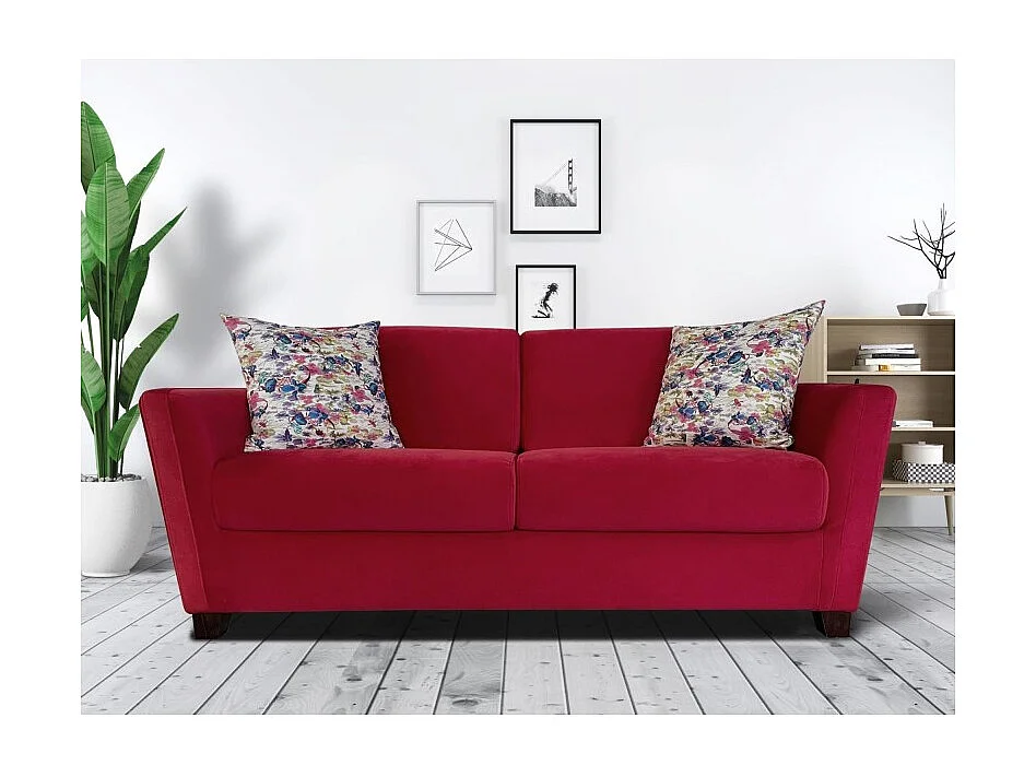 ELLIE Canapé fixe 3 places rouge