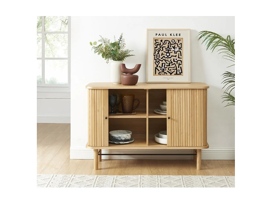 Buffet ERNEST plateau placage frêne portes tambour 110cm