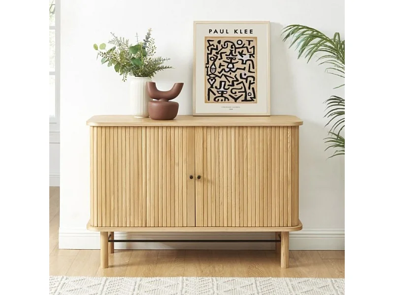 Buffet ERNEST plateau placage frêne portes tambour 110cm