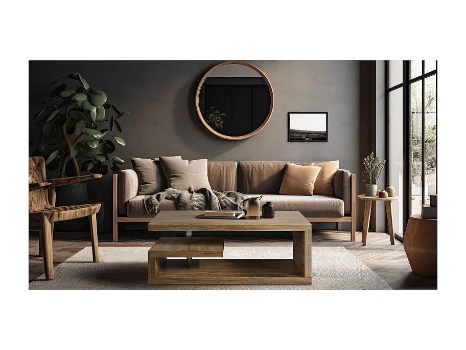 Table basse GLIMP effet chêne foncé 120cm