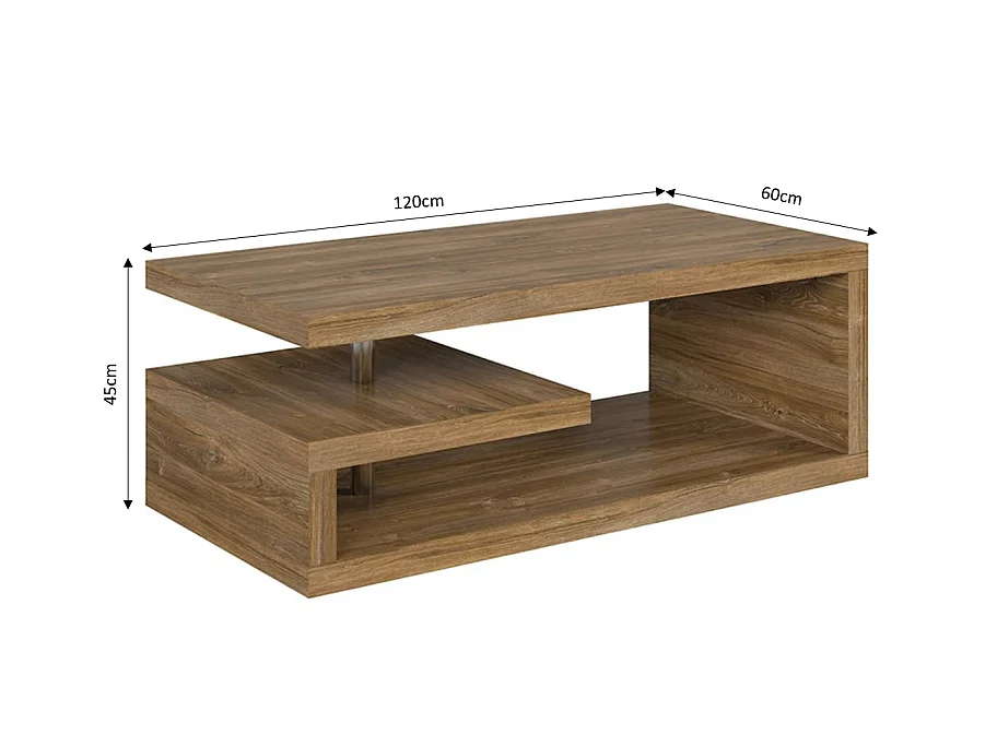 Table basse GLIMP effet chêne foncé 120cm