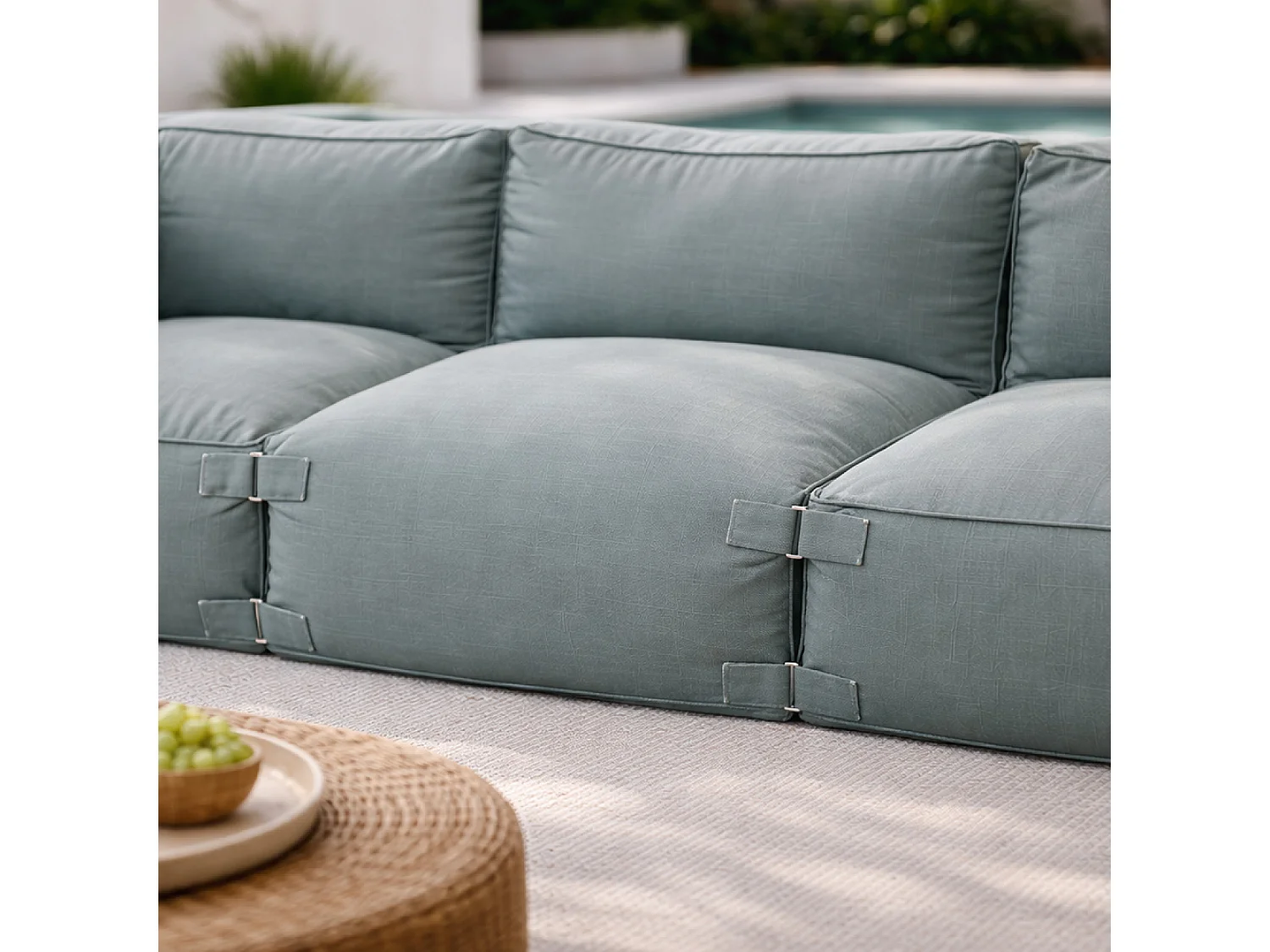 Salon de jardin modulable 3 places vert en tissu déperlant PRAIANO