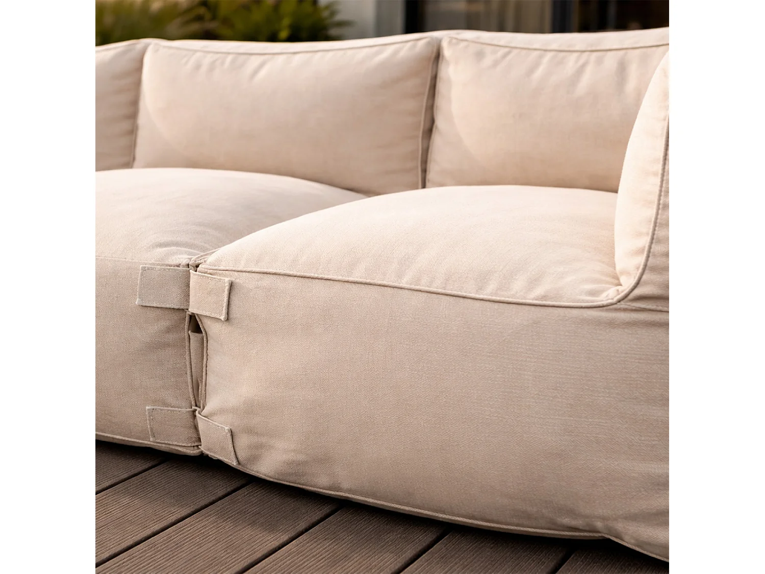 Salon de jardin modulable 4 places beige en tissu déperlant PRAIANO