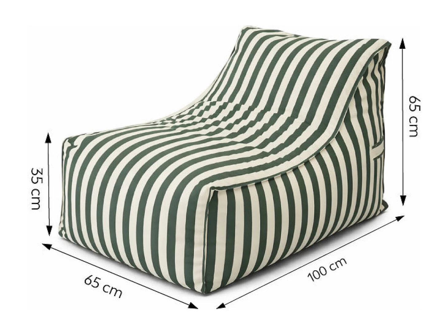 Ensemble de poufs d’extérieur rayés vert déperlant POSITANO