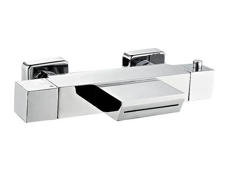 Thermostatische bad- en douchekraan Karen ROUSSEAU, verchroomd messing lichaam, keramische knoppen, metalen hendel, hartafstand 150 mm