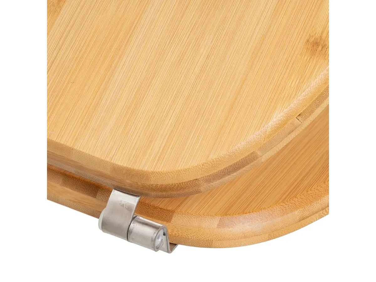 Abattant WC de toilette en bambou avec charnières en acier inoxydable - Longueur 37 x Largeur 44 x Hauteur 5 cm